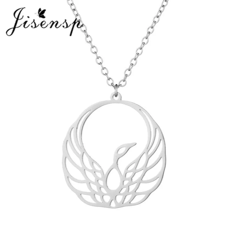Ожерелья Jisensp из нержавеющей стали с Фениксом золотистые и Серебристые ожерелья