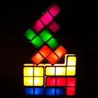 Светодиодный ночник сделай сам, светильник-головоломка для Тетрис, Штабелируемый строительный блок, настольная лампа, 7 цветов, новинка, игрушка, креативный подарок для детей