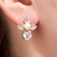 new flower pearl earrings women%e2%80%98s zircon jewelry ear accessories european and american girls fashion earrings bride married gift