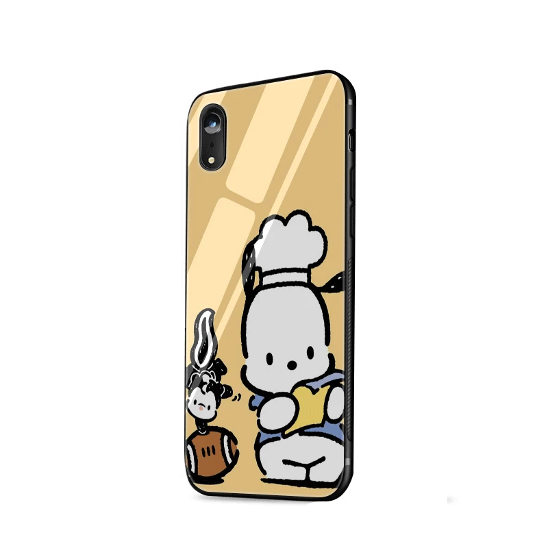 Mobile Phone Case Glass For iPhone Apple XR X XS Max 5 5s SE 6 6S 7 8 Plus Cover Sanrio Pochacco Shell |