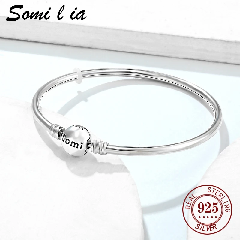 

SOMILIA Authentic 100% 925 Sterling Silver Snake Chain 17-21CM Bangle & Bracelet Luxury Jewelry SML5620
