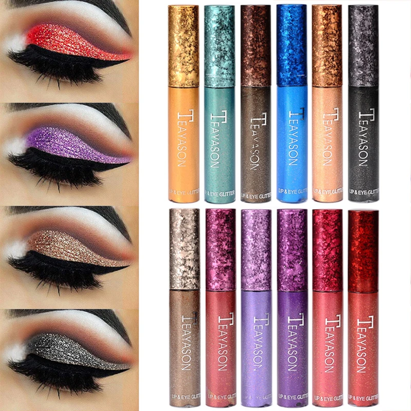 Фиолетовый красный золотой черный блеск Тени для век жидкий пигмент глаза