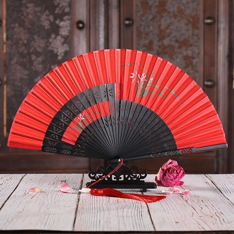 

Women's Folding Fan Hand-Painted Silk Chinese Style Japanese Fan Middle Fan 6.5-Inch Syage Show Cheongsam Lady Fan Dance Fan