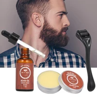 5pcs mens beard growth set complete beard grooming care gift set for men sandalwood beard oil cream brush comb roller kit
