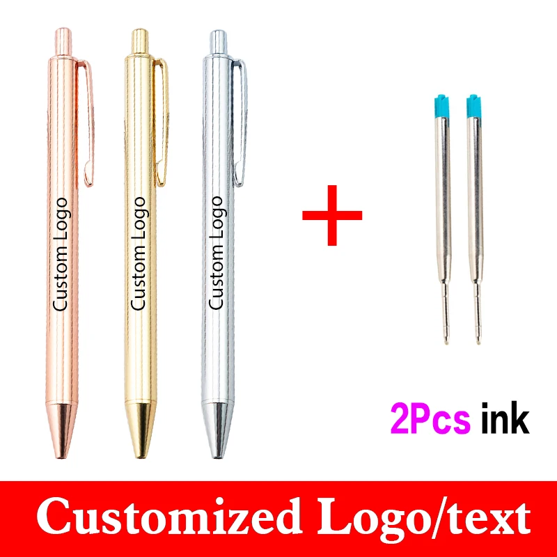 1 + 2 шт./набор металлическая шариковая ручка с чернилами | Канцтовары для офиса и