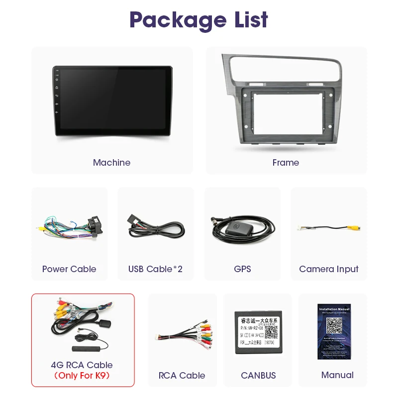 

Android 9.0 4G Multimidia Video 2 Din Car Radio for VW Volkswagen Golf 7 VII 2014-2018 With CANBUS Split Screen GPS Navigaion
