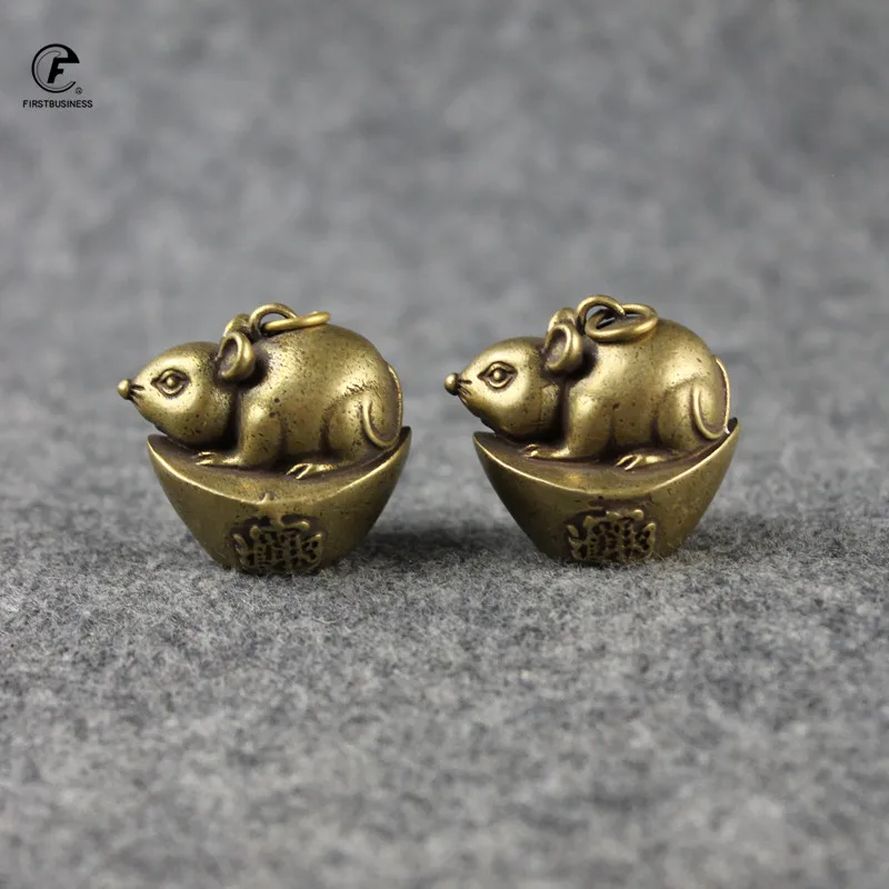 Винтажные медные 12 зодиакальные крысы фэн шуй статуи украшения медная