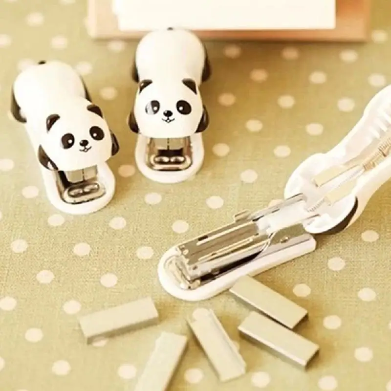 Портативный милый мини степлер с пандой домашний маленький бумажный для