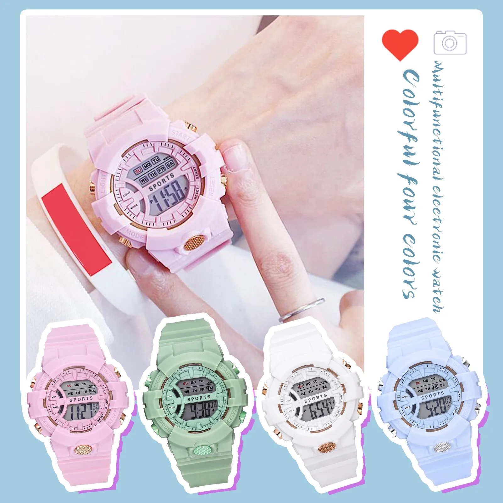 

2023 Women LED Digital Wristwatch Ladies Waterproof Multifunction Watches Stopwatch Date Silicone Wrist Watch Relojes Mujer
