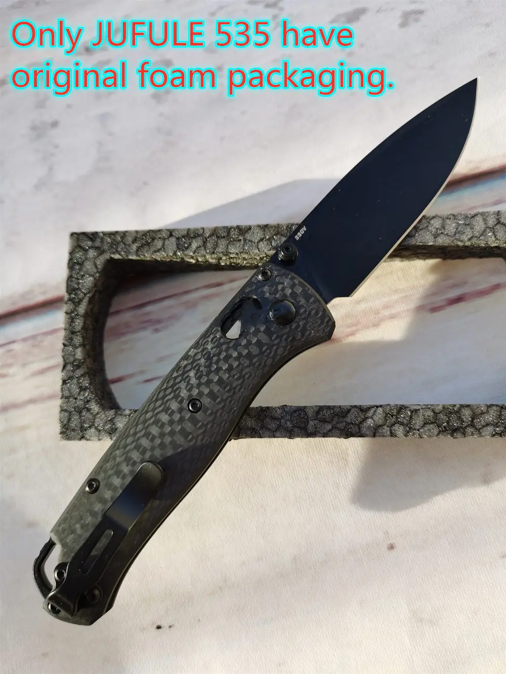 JUFULE Real D2 Blade 535BK 535-3 Carbon Fiber Handle Folding Pocket Survival EDC Tool Kitchen Camping Hunt Utility Outdoor Knife |