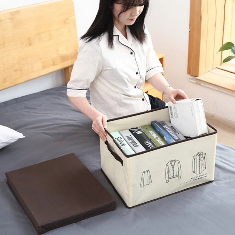 2020 складная коробка для хранения с крышкой из хлопка и льна органайзер одежды