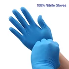 Нитриловые перчатки, 100 шт., черные и синие, водостойкие, для пищевых продуктов, для промышленного использования, для кухни и сада, одноразовые рабочие нитриловые перчатки 100%