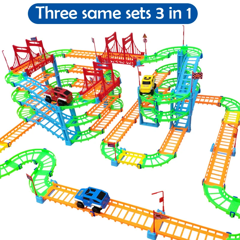 

Railway Magical Racing Track Play Toy Set 2020 DIY Bend Flexible Race Track Educational DIY Toys Led Electronic Car For Children