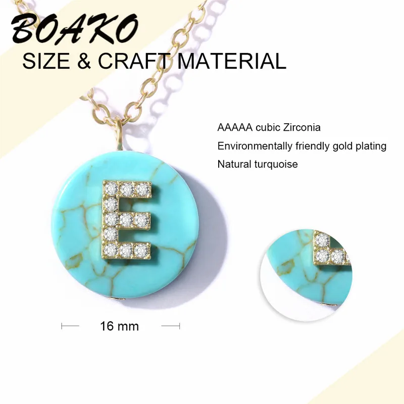 Женское длинное ожерелье с буквенным принтом голубой бирюзовый кулон подвеска
