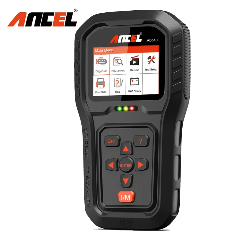 ANCEL AD510 PRO OBD2 Scanner Full OBDII Functions Engine Check/O2 sensor/DTC LOOKUP Automotive Professional Code reader