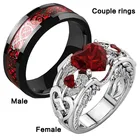 Мужские свадебные кольца для пары, Винтажное кольцо из нержавеющей стали, романтическое кольцо с цирконием в форме сердца, набор обручальных колец для невесты, подарок