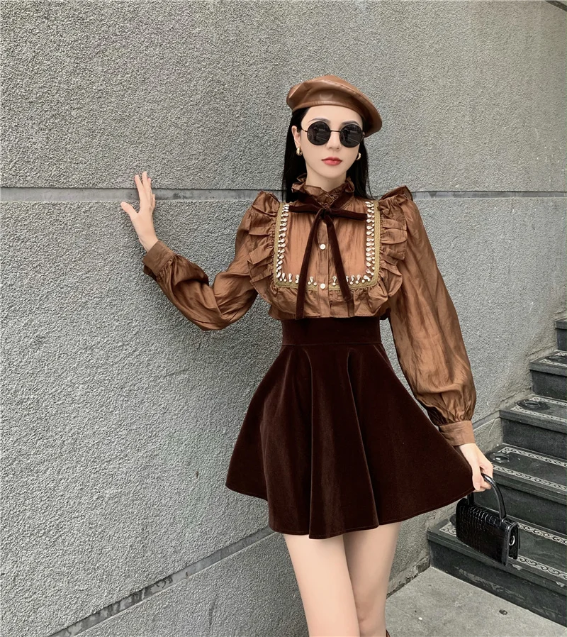 Женская юбка осень 2021 новый стиль маленький Гонконгский Стиль французский Ретро