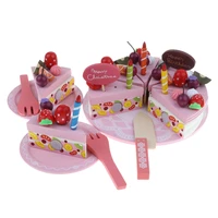 kids pretend play food wooden cutting birthday party cake toys set afternoon tea dessert model parent child interaction toy