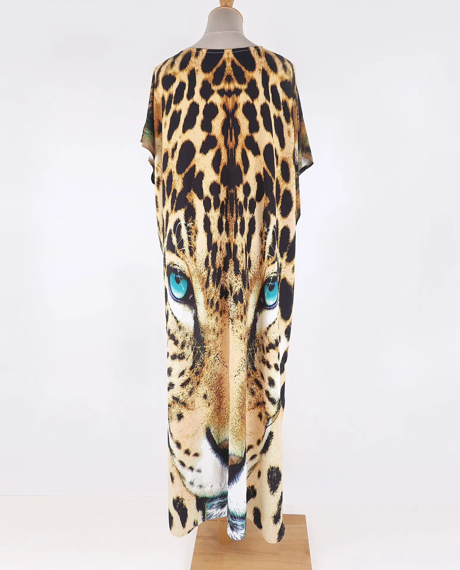 

Bikini Cover-ups Sexy Tiger Pattern Print Kimono Robe Plage Swimsuit Cover up Boho Loose Long Dress