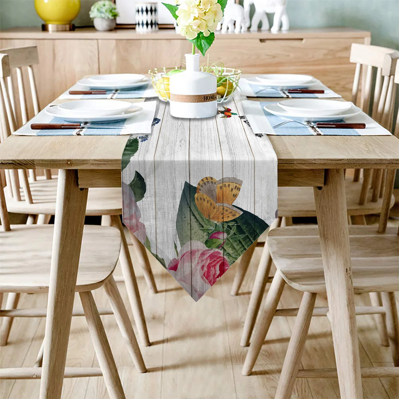 Настольная дорожка с изображением слона цветов бабочек птиц | Дом и сад