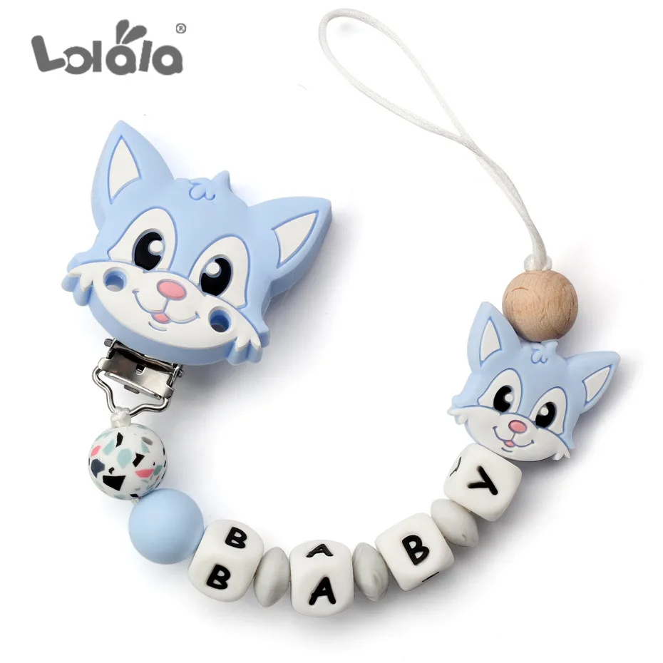 

Newborn Baby Silicone Personalised Name Holder Dummy Pacifier Clips Teething Chewing Necklace Teether Beads Shower Gift
