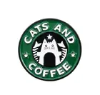 Брошь женская эмалированная с изображением кошки, кофейного цвета