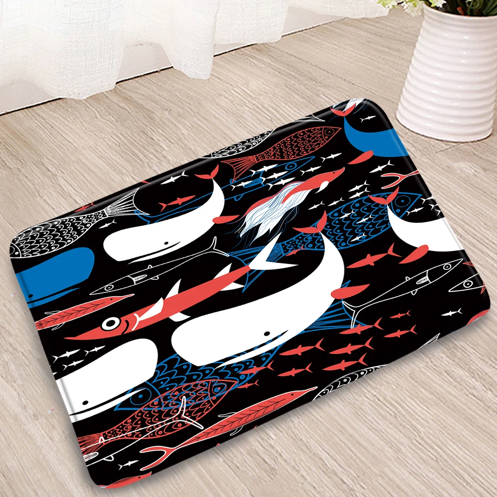Коврик для ванной с рисунком морских животных белых дельфинов рыбок коврик