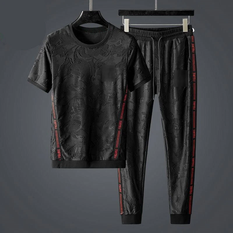

European men's casual sports suit embroidery stand-up collar 2021 autumn and winter new plus size men's trend