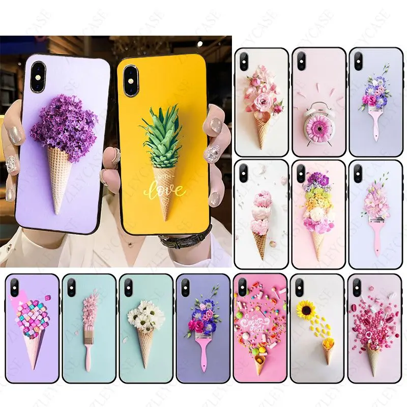 Чехол для телефона с изображением мороженого и цветов iphone xr 11 12pro max 5s 6S plus 7 8plus SE
