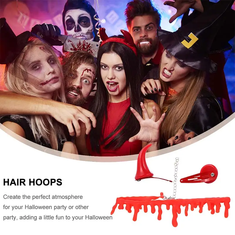 3 шт. регулируемый комплект ожерелья в форме дьявольского рога на Хэллоуин с