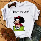 Летние повседневные harajuku женские футболки что теперь Mafalda принт для женщин футболка смешные короткий рукав Круглая горловина; Милые топы одежда vogue