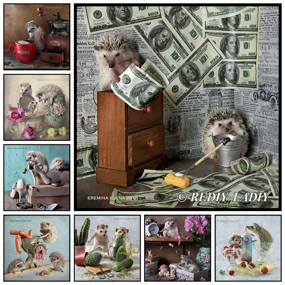 Алмазная картина Ежик вышивка бисером крестом мозаика полностью