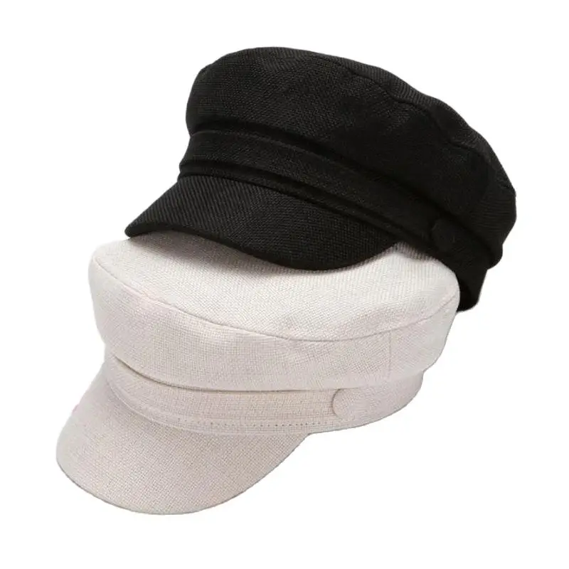 Модная женская хлопковая льняная военная шапка летние матросские шапки для