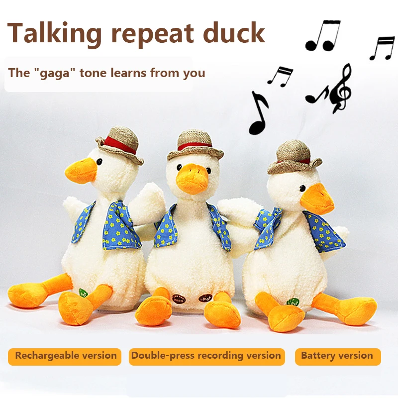 Children's Toys Re-read Duck Singing Duck Educational Voice Changer Plush Toy Doll Interactive Musical Toys For Kids Adult