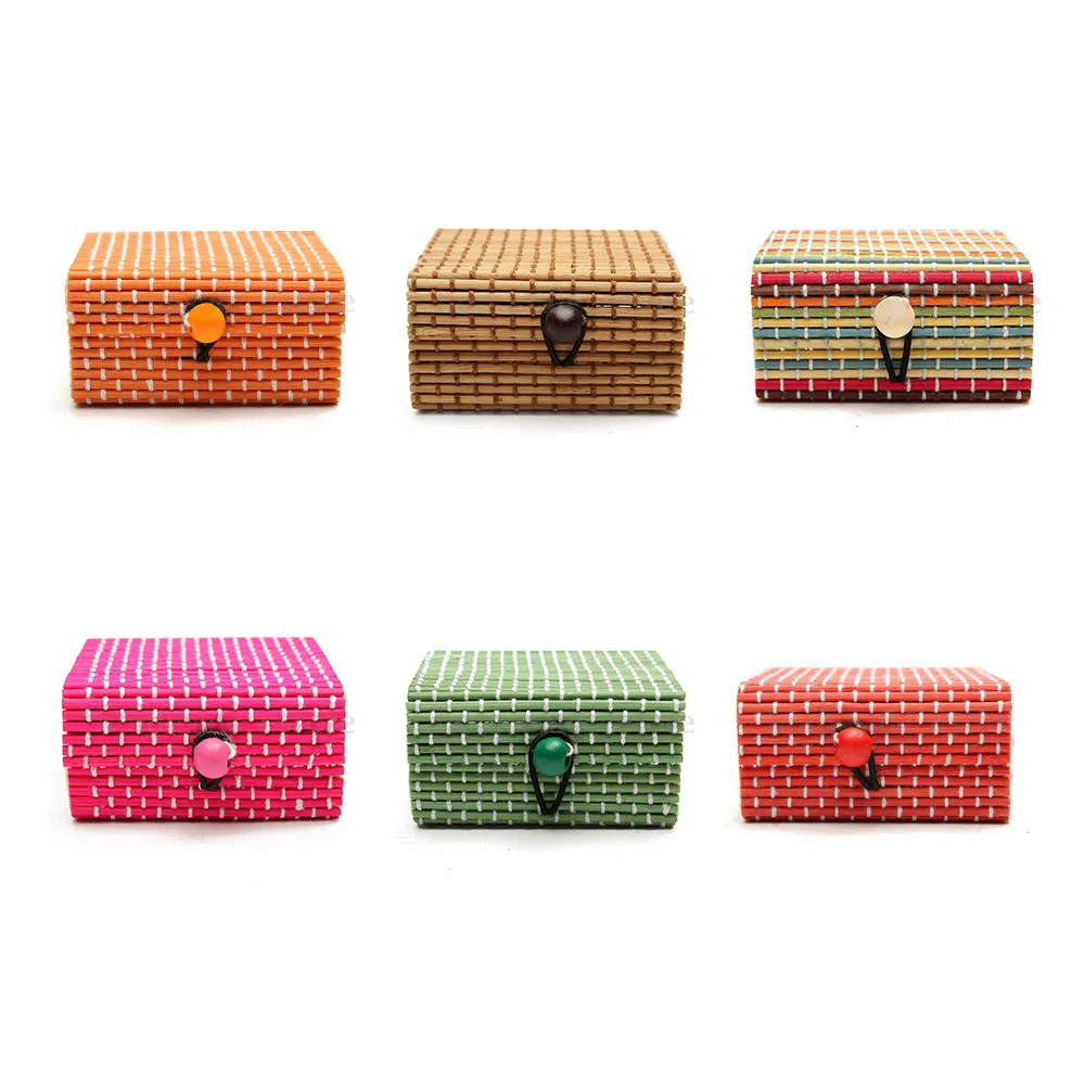 Милое бамбуковое деревянное кольцо ожерелье серьги футляр для макияжа держатель