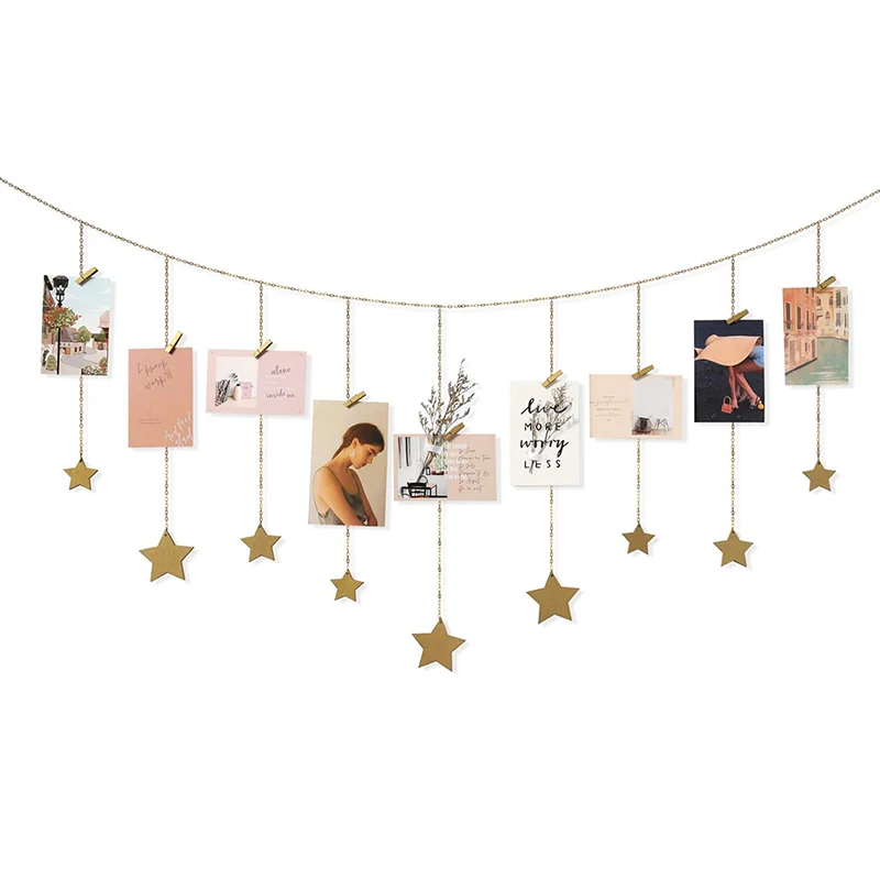 Висячая фотография деревянная гирлянда со звездами цепочки рамка для картин