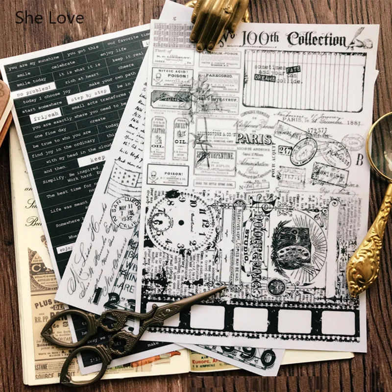 Бумажные стикеры Chzimade с ретро рисунком для творчества скрапбукинга Счастливого