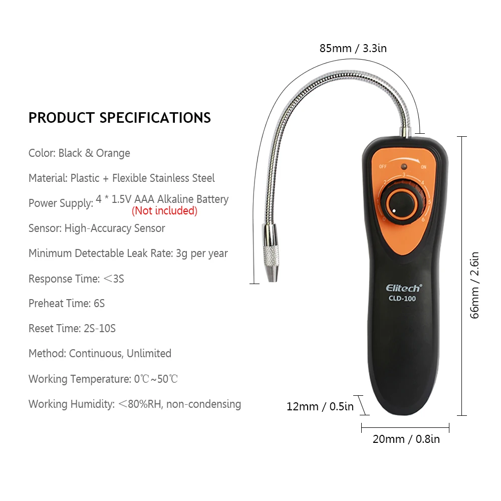 

Refrigerant Leak Detector Battery Operated High-Sensitivity Portable Halogen Leak Tester with Sound & Light Warning for CFCs