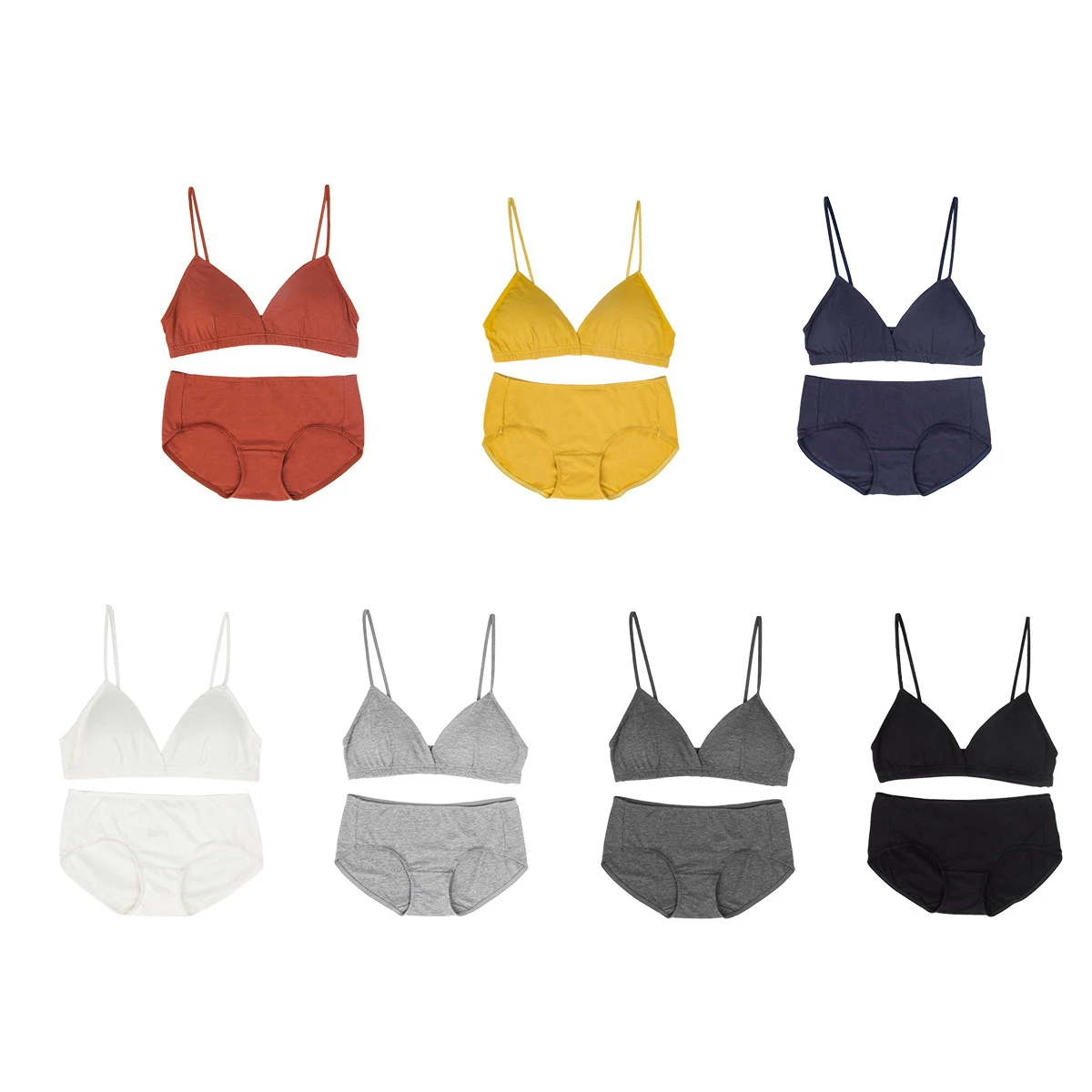 Хлопковый бюстгальтер нижнее белье костюм Осень зима новинка однотонное мягкое