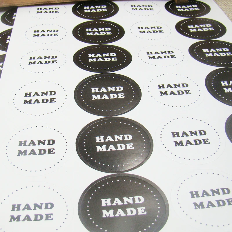

3.5cm White/black Handmade Stickers For Gift Tags, Goody Bags, Baked Goods, Soaps, Candles - Handmade Label Seal 300pcs per lot