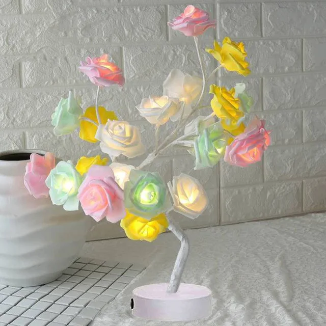 

LED Table Lamp Rose Flower Tree USB Night Lights Christmas Gift For women Room Rose Flower Lighting Home Decoration