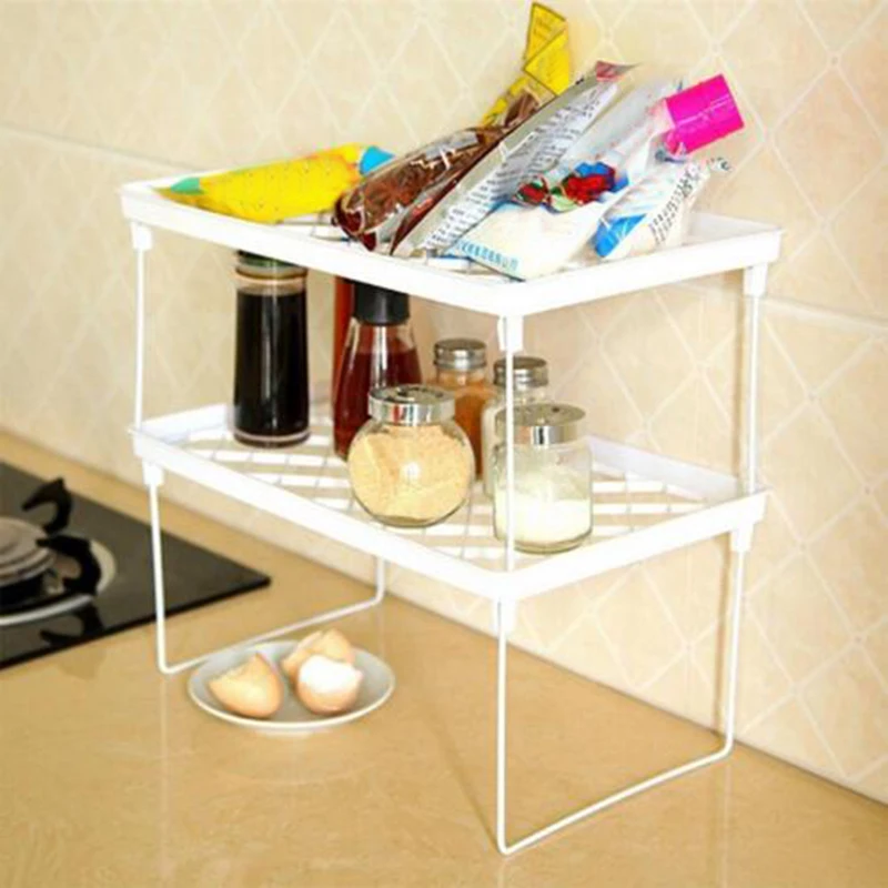 

Foldable Kitchen Cabinet Storage Stackable Cupboard Rack Organizer Metal