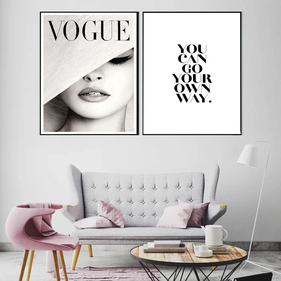 Vogue обложка белая шляпа Искусство Холст Картина Настенная картина Мода