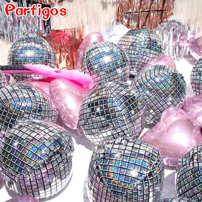 

5pcs 22inch 4D Disco Metalic Balloons Laser Foil Balloon Wedding Decor 80s 90s Retro Popular Party Decor Rock and Roll Looks