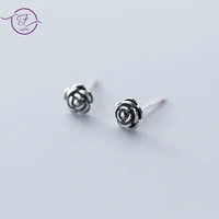 100 925 sterling silver stud earrings thai silver flower personalized ear jewelry simple small earrings for women