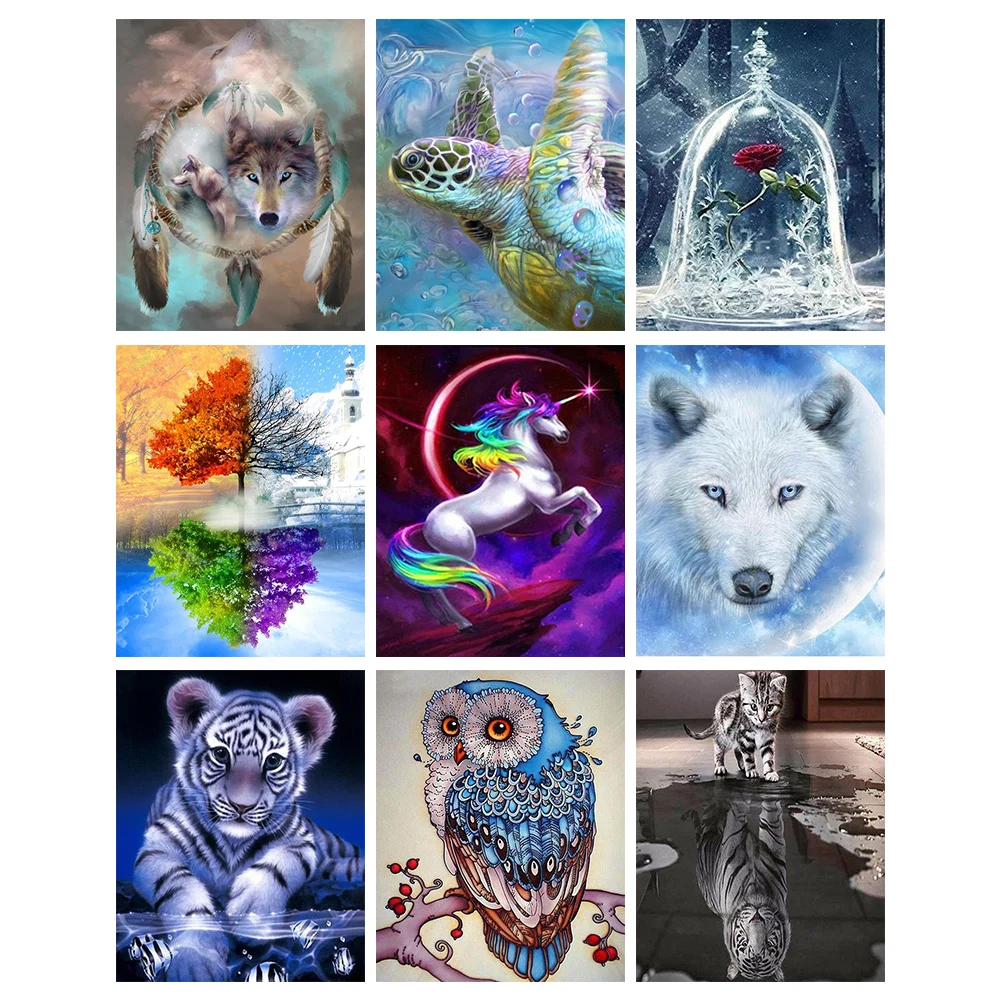 Алмазная вышивка Тигр картина из страз сделай сам полная круглая мозаика с