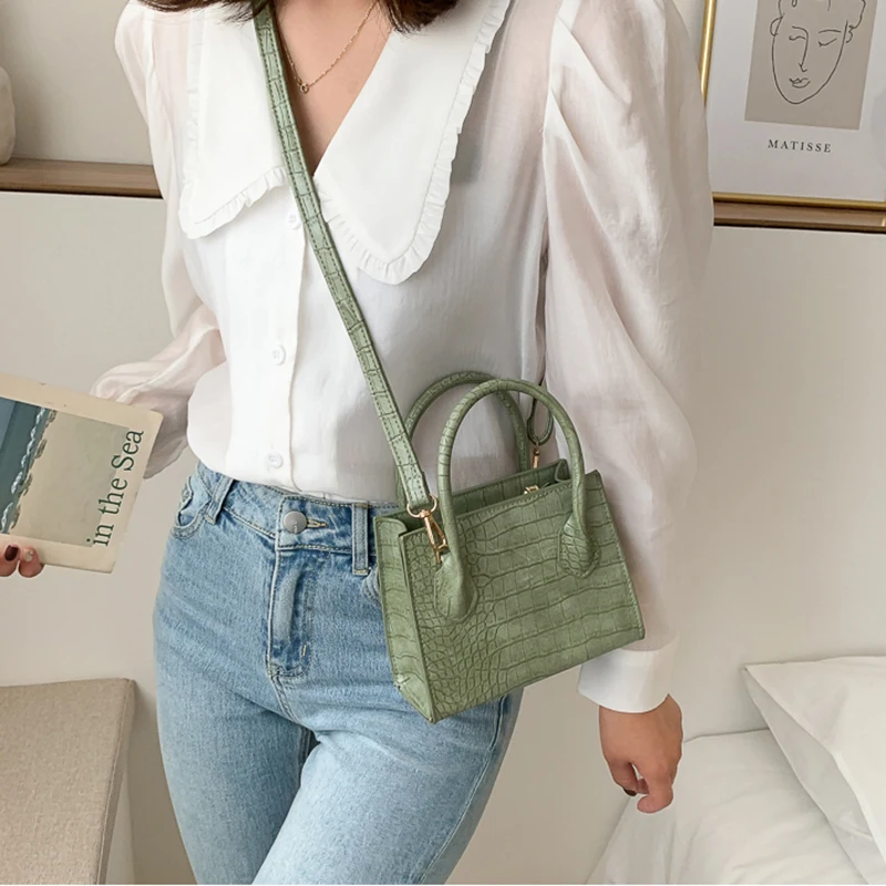 PU Leather Crossbody Bags For Women New Small Summer Crocodile Pattern Solid Color Lady Shoulder Handbags Simple Female Totes | Багаж и