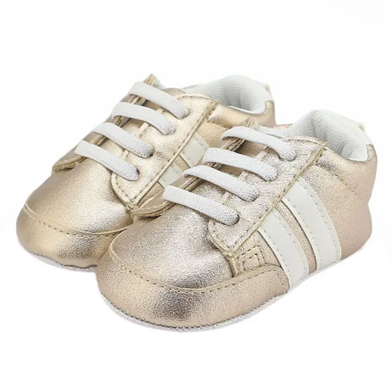 

Kids Baby Boys Girls All Seasons PU Leather First Walker Infant Toddlers Soft Soled Striped Non-slip Kid Shoes