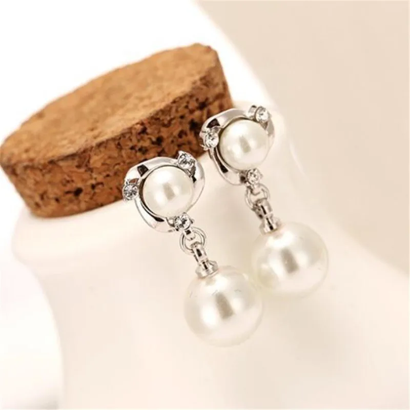 2021 серебро Цвет имитация белая груша мотаться Красота девушки серьги