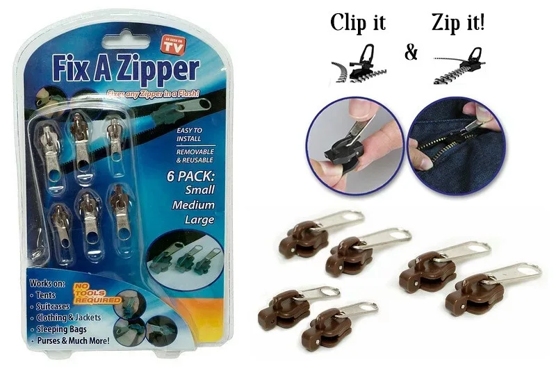 

6 Pack fix a zipper multifunctional zipper head to facilitate the zipper head to repair clothes accessories